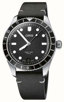 ORIS Divers 65 12h Kaliber 400 Automatik (40 mm) schwarzes Zifferblatt / schwarzes Lederarmband 01 400 7772 4054-07 5 20 82