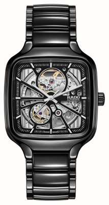 RADO Echte quadratische Uhr mit offenem Herzen, schwarz, einfarbig R27086152