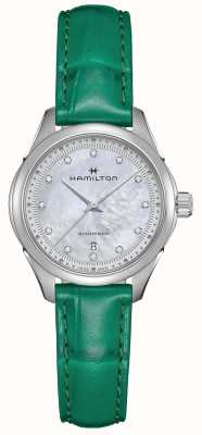 Hamilton Jazzmaster Lady Auto Perlmutt grünes Armband H32275890