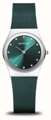 Bering Klassisch | grünes Zifferblatt | Mesh-Armband aus grünem PVD-Stahl 12927-808