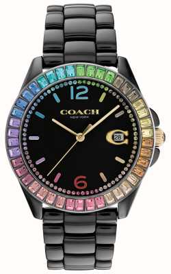 Coach Greyson Uhr aus schwarzer Keramik mit Regenbogenlünette 14504018