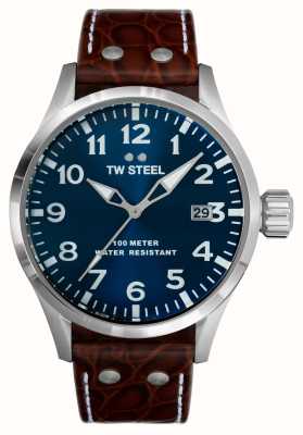 TW Steel Volante für Herren | blaues Zifferblatt | braunes Lederband VS101