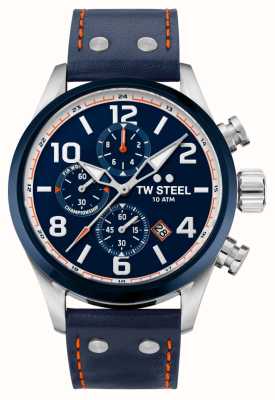 TW Steel Volante | blaues Chronographenzifferblatt | blaues Lederband VS90