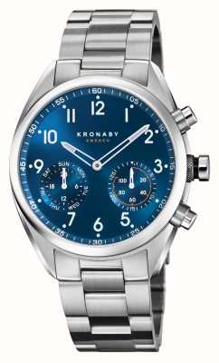 Kronaby Apex Hybrid-Smartwatch (43 mm), blaues Zifferblatt / 3-gliedriges Edelstahlarmband S3762/1