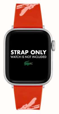 Lacoste Apple-Watch-Armband (38/40 mm) aus orangefarbenem Silikon mit Krokoprägung 2050020