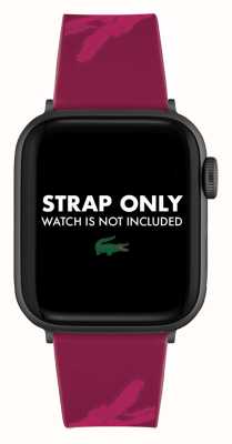 Lacoste Armband für Apple Watch (38/40 mm) aus burgunderfarbenem Silikon mit Krokoprägung 2050021