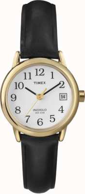 Timex Damen weiße schwarze Lederarmbanduhr T2H341