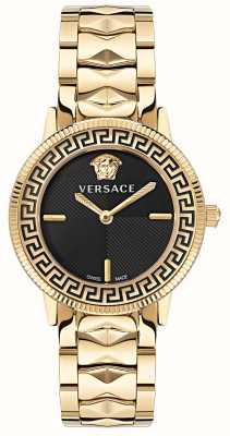 Versace V-Tribute (36 mm) schwarzes Zifferblatt / goldfarbener PVD-Edelstahl VE2P00622