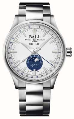 Ball Watch Company Engineer ii Mondkalender | 40mm | limitierte Auflage | weißes und blaues Zifferblatt | Edelstahlarmband NM3016C-S1J-WH