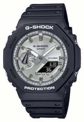Casio G-Shock GA-2100, grelles silbernes Zifferblatt der Octagon-Serie GA-2100SB-1AER
