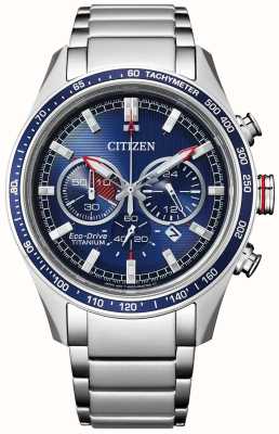 Citizen Super-Titan für Herren | Chronograph | Öko-Antrieb | blaues Zifferblatt | Titanarmband CA4490-85L