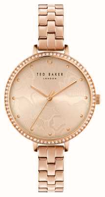 Ted Baker Damen-Daisen-Armband aus roségoldfarbenem Edelstahl mit roségoldfarbenem Zifferblatt BKPDSS304