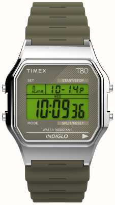 Timex 80 grüne Digitalanzeige / grünes Harzarmband TW2V41100