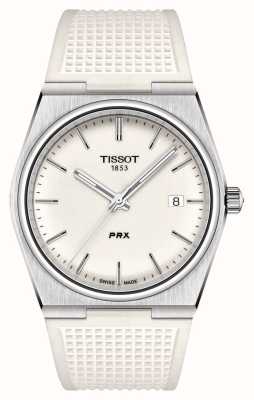Tissot Prx (40 mm) weißes Leuchtzifferblatt / weißes Kautschukarmband T1374101701100