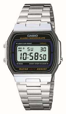 Casio Alarm-Chronograph (35 mm), digitales Zifferblatt / Edelstahl A164WA-1VES