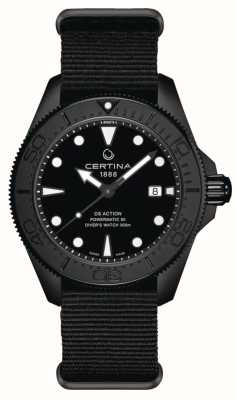 Certina Ds Action Diver Automatik (43 mm), schwarzes Zifferblatt / schwarzes Stoffarmband C0326073805100