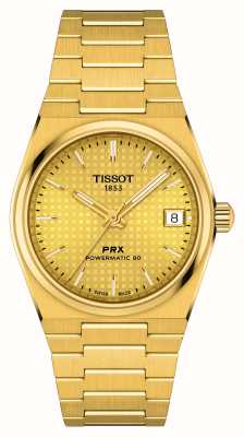 Tissot Prx Powermatic 80 (35 mm) goldenes Zifferblatt / goldfarbener PVD-Edelstahl T1372073302100