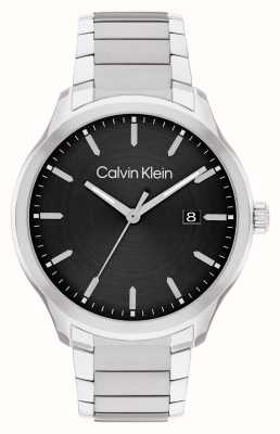 Calvin Klein Define Herren-Armband (43 mm) mit schwarzem Zifferblatt und Edelstahlarmband 25200348