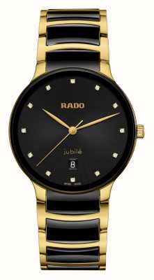 RADO Centrix Diamonds Quarz (39,5 mm), schwarzes Zifferblatt / schwarze Hightech-Keramik und goldfarbener PVD-Edelstahl R30022742