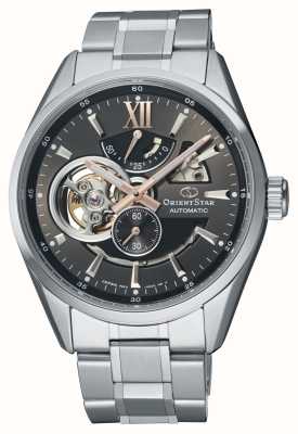 Orient Star Halbskelettiertes mechanisches Uhrwerk (41 mm) Anthrazitfarbenes Zifferblatt / Edelstahl RE-AV0004N00B