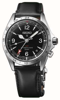 Seiko Prospex Alpinist mechanisches GMT-Armband aus schwarzem Leder SPB379J1