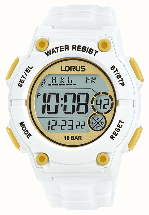 Lorus Digitales Multifunktions-100-m-Digitalzifferblatt (42 Mm) / Weißes  Silikon R2337PX9 - First Class Watches™ AUT