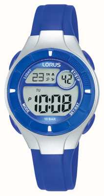 Lorus Digitales Multifunktions-100-m-Digitalzifferblatt (31 mm) / blaues PU-Armband R2341PX9