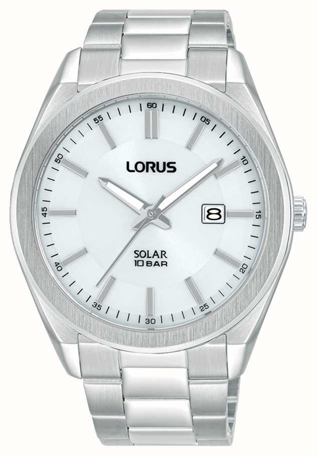 M 100 Mm), Watches™ Sport First Edelstahl Weißes Sonnenschliff-Zifferblatt AUT Lorus - / Solar Class RX355AX9 (42,5