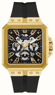 Guess Herren-Armbanduhr im Leo-Stil (42 mm), schwarzes Zifferblatt / schwarzes Silikonarmband GW0637G2