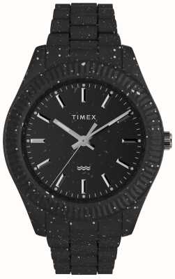 Timex Herren-Legacy-Ozean-Armband (42 mm) mit schwarzem Zifferblatt und schwarzem Armband aus #tide-Ocean-Material TW2V77000