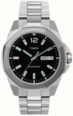 Timex Essex Avenue (44 mm), schwarzes Zifferblatt / Edelstahlarmband TW2U14700