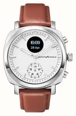 Pininfarina by Globics Senso Hybrid-Smartwatch (44 mm), Mondlichtsilber / italienisches Leder PMH01A-01