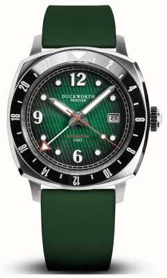 Duckworth Prestex Rivington GMT (42 mm), grünes Zifferblatt / grünes Kautschukarmband D489-04-ER