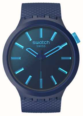 Swatch Indigo leuchtendes (47 mm) blaues Zifferblatt / blaues Armband aus biologischem Anbau SB05N113