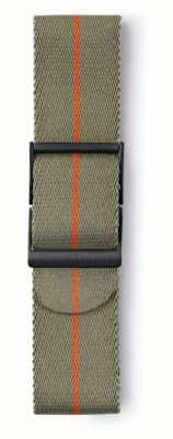 Elliot Brown Nur 22 mm großes graugrünes Gurtband für Herren mit orangefarbenem Streifen und Standardlänge STR-N09