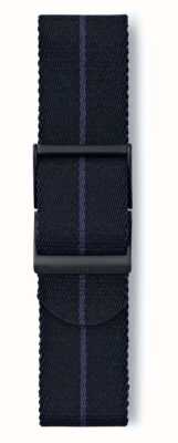 Elliot Brown Nur 22-mm-Armband mit schwarzem Gurtband und blauen Streifen in Standardlänge STR-N16