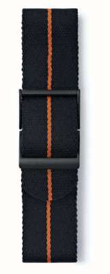 Elliot Brown Nur schwarzes Gurtband mit orangefarbenen Streifen, Standardlänge, 22 mm STR-N17