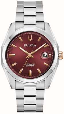 Bulova Herren-Survey-Armbanduhr (39 mm) mit rotem Zifferblatt und Edelstahlarmband 98B422