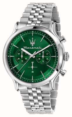 Maserati Herren-Epoca-Armband (42 mm) mit grünem Chronographen-Zifferblatt und Edelstahlarmband R8873618033