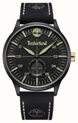 Timberland Beckman Quarzuhr mit kleiner Sekunde (44 mm), schwarzes Zifferblatt / schwarzes Lederarmband TDWGA2181603