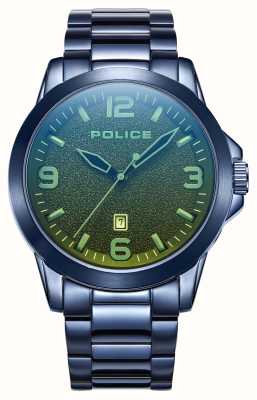 Police Cliff Quarzdatum (47 mm), schwarzes Zifferblatt, farbiges Glas / blaues Edelstahlarmband PEWJH2194503