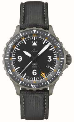 Laco Hamburg GMT DIN 8330 (43,5 mm) schwarzes Zifferblatt / schwarzes wasserdichtes Nytech-Armband 862165