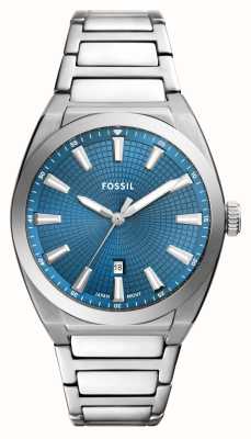 Fossil Herren-Everett-Armband (42 mm) mit blauem Zifferblatt und Edelstahlarmband FS6054