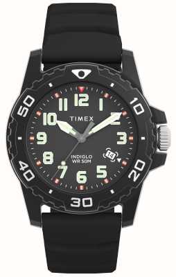 Timex Diver-Stil (42 mm) schwarzes Zifferblatt / schwarzes Silikonarmband TW5M61200