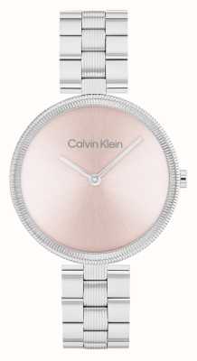 Calvin Klein Damenuhr Gleam (32 mm) mit rosa Zifferblatt und Edelstahlarmband 25100015