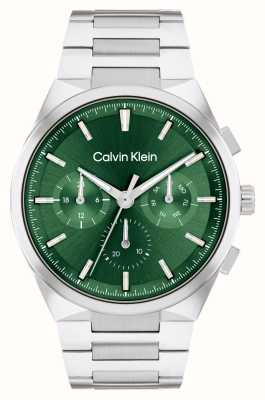 Calvin Klein Distinctive Herrenuhr (44 mm) mit grünem Zifferblatt und Edelstahlarmband 25200441