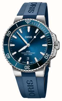 ORIS Aquis Datum Automatik (41,5 mm) blaues Zifferblatt / blaues Kautschukarmband 01 733 7787 4135-07 4 22 35FC