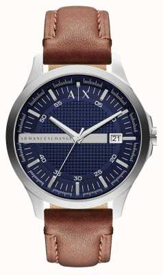 Armani Exchange Herren | blaues strukturiertes Zifferblatt | braunes Lederband AX2133