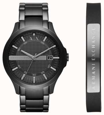 Armani Exchange Herrenkleid schwarz Stahlarmband Uhr Lederarmband Geschenk AX7101