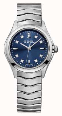EBEL Wave Damenuhr aus Edelstahl mit blauem Zifferblatt 1216315